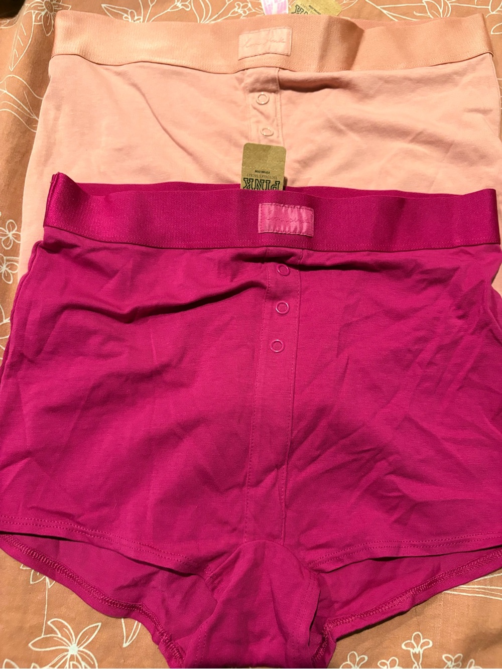 PINK Victoria's Secret High-Waist Boyshorts — Light Pink & Fuchsia
